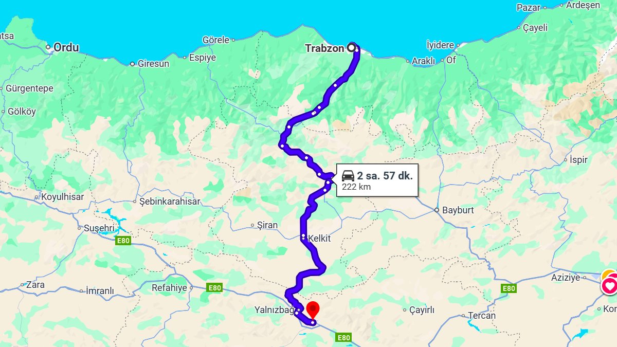 Trabzon ile Erzincan Arası Kaç Km? Kaç Saat? Trabzon/Erzincan Mesafe Bilgisi!