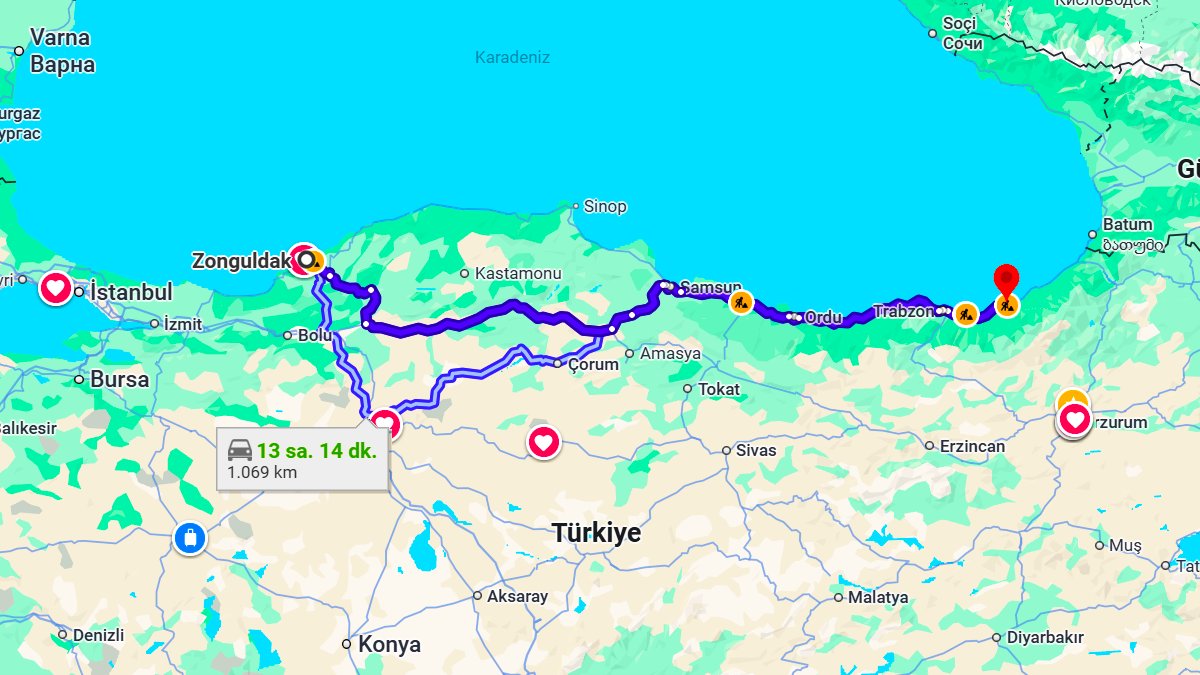 Zonguldak ile Rize Arası Kaç KM? Kaç Saat? Zonguldak/Rize Mesafe Bilgisi!