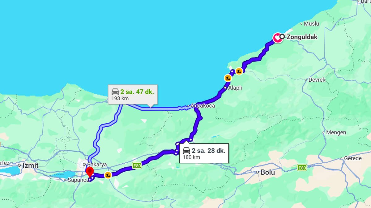 Zonguldak ile Sakarya Arası Kaç KM? Kaç Saat? Zonguldak/Sakarya Mesafe Bilgisi!