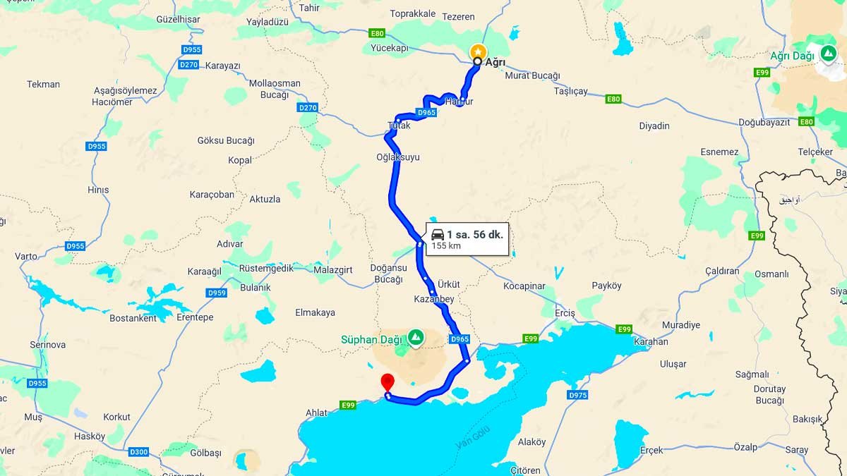 Ağrı ile Adilcevaz Arası Kaç Km? Kaç Saat? Ağrı/Adilcevaz Mesafe Bilgisi!