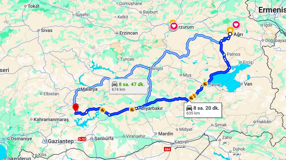 Ağrı ile Adıyaman Arası Kaç Km? Kaç Saat? Ağrı/Adıyaman Mesafe Bilgisi!