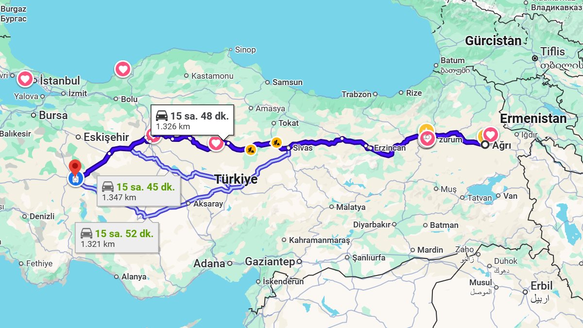 Ağrı ile Afyonkarahisar Arası Kaç KM? Kaç Saat? Ağrı/Afyonkarahisar Mesafe Bilgisi!