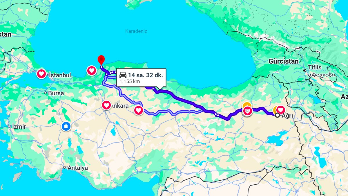 Ağrı ile Bartın Arası Kaç KM? Kaç Saat? Ağrı/Bartın Mesafe Bilgisi!