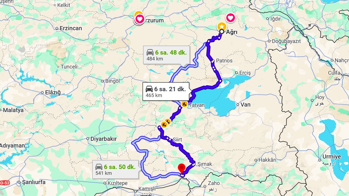 Ağrı ile Cizre Arası Kaç KM? Kaç Saat? Ağrı/Cizre Mesafe Bilgisi!