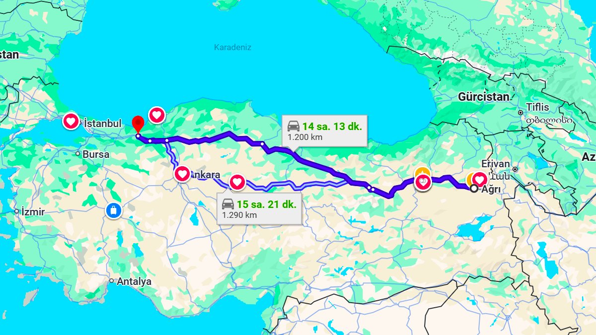 Ağrı ile Düzce Arası Kaç KM? Kaç Saat? Ağrı/Düzce Mesafe Bilgisi!