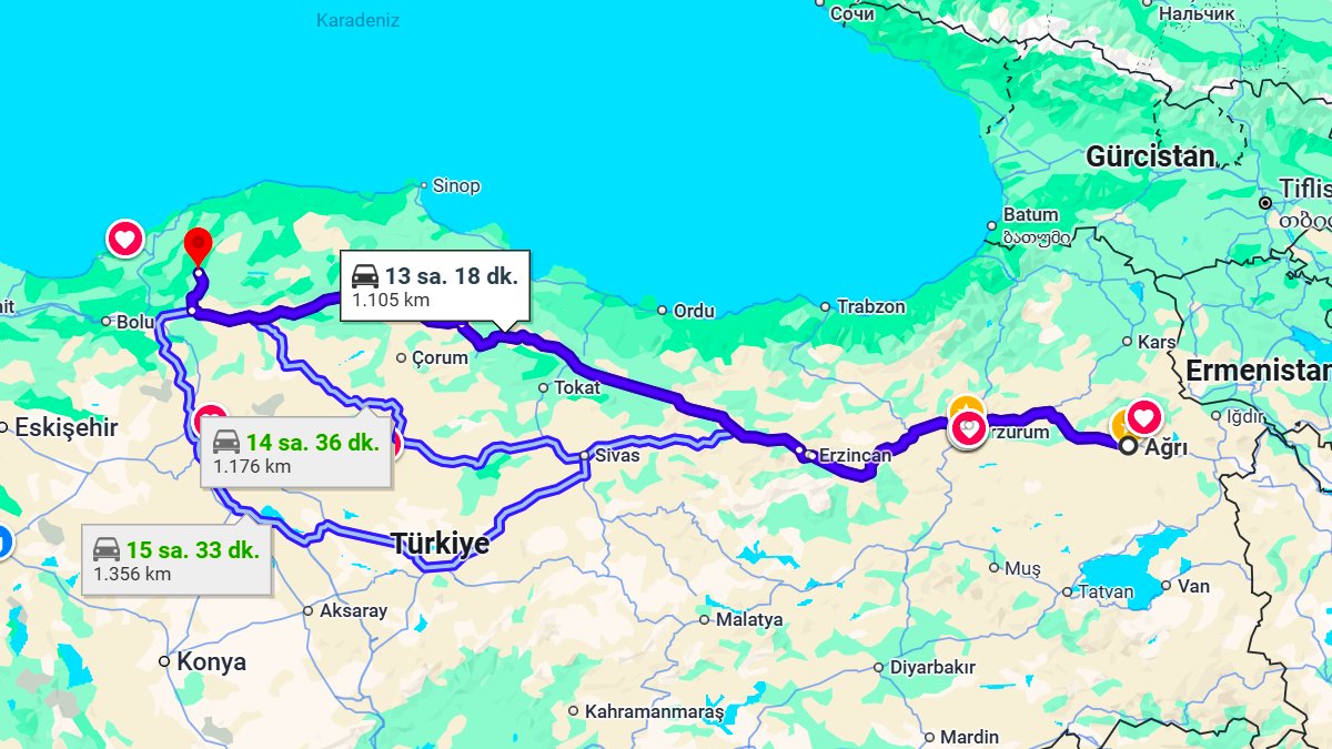 Ağrı ile Karabük Arası Kaç KM? Kaç Saat? Ağrı/Karabük Mesafe Bilgisi!