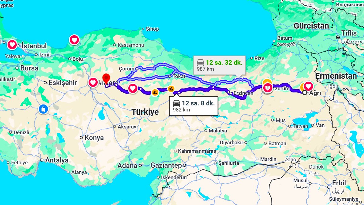 Ağrı ile Kırıkkale Arası Kaç KM? Kaç Saat? Ağrı/Kırıkkale Mesafe Bilgisi!