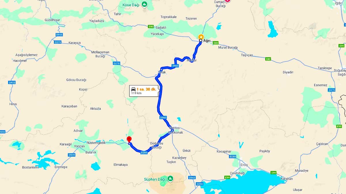 Ağrı ile Malazgirt Arası Kaç Km? Kaç Saat? Ağrı/Malazgirt Mesafe Bilgisi!
