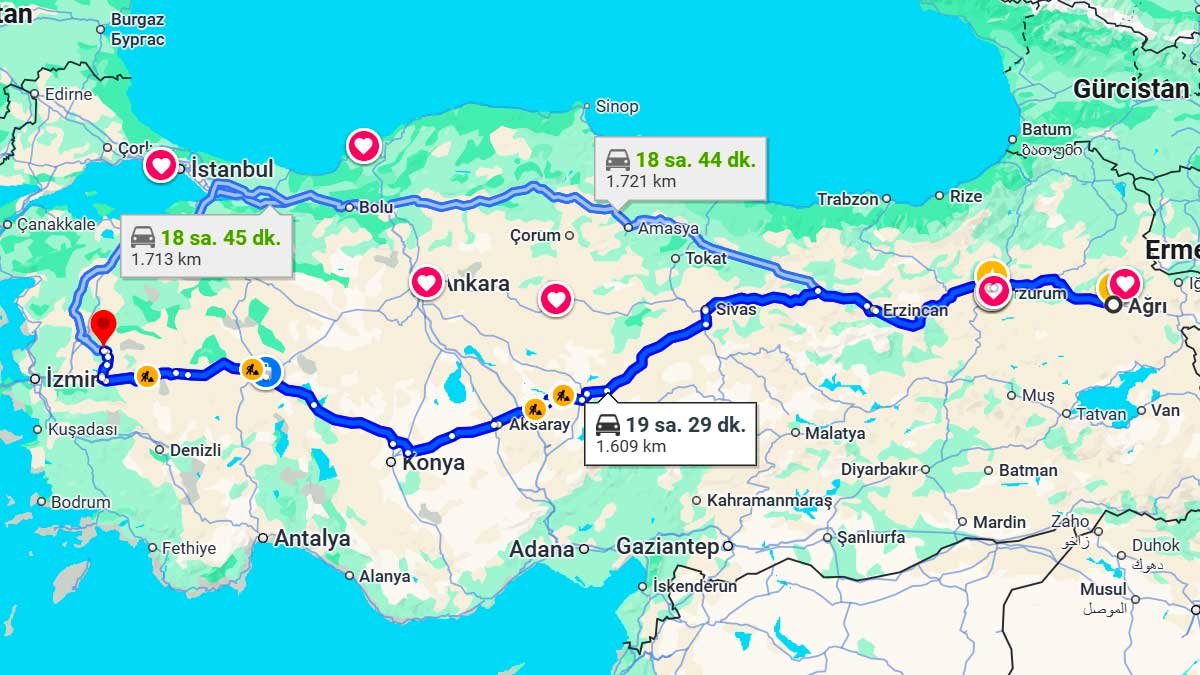 Ağrı ile Manisa Arası Kaç Km? Kaç Saat? Ağrı/Manisa Mesafe Bilgisi!