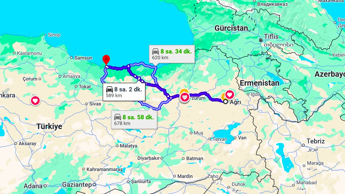 Ağrı ile Ordu Arası Kaç KM? Kaç Saat? Ağrı/Ordu Mesafe Bilgisi!