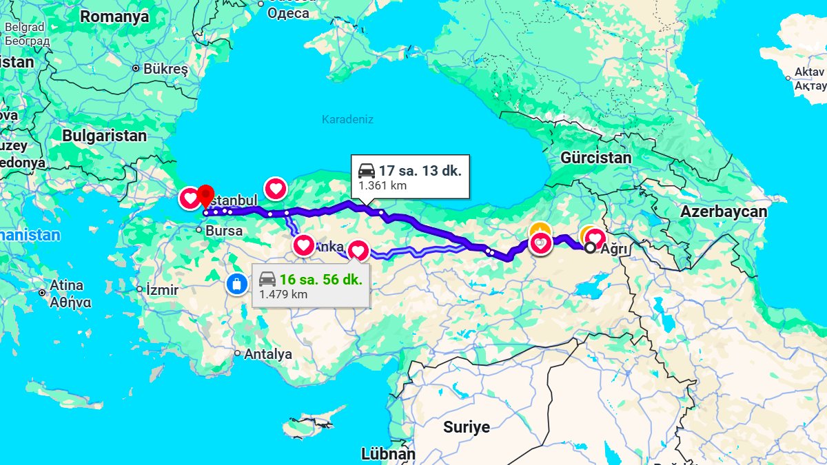 Ağrı ile Yalova Arası Kaç KM? Kaç Saat? Ağrı/Yalova Mesafe Bilgisi!