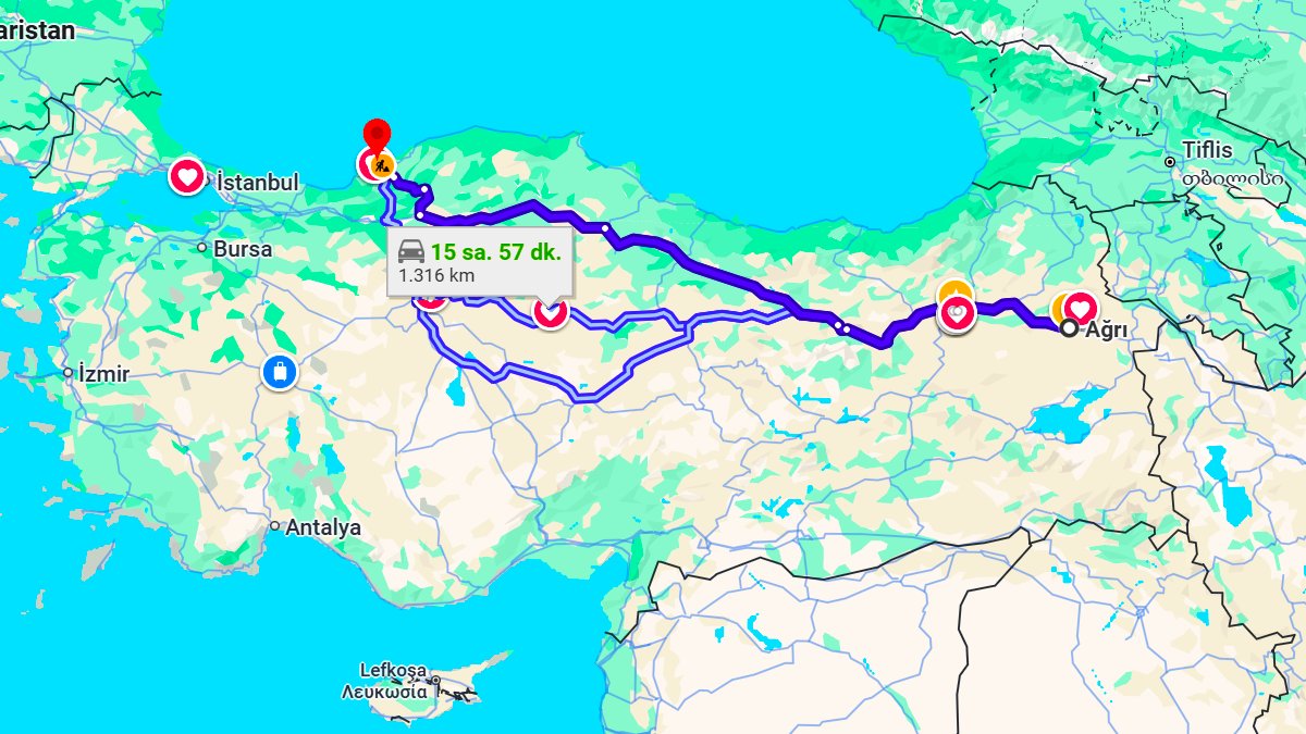 Ağrı ile Zonguldak Arası Kaç KM? Kaç Saat? Ağrı/Zonguldak Mesafe Bilgisi!