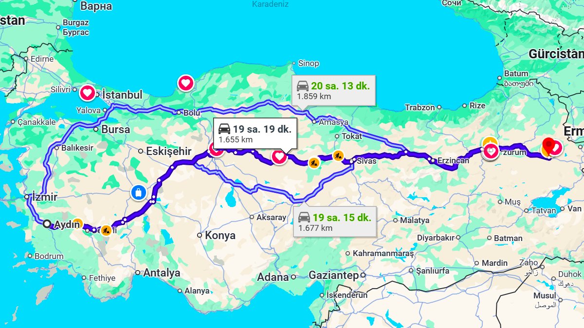 Aydın ile Ağrı Arası Kaç KM? Kaç Saat? Aydın/Ağrı Mesafe Bilgisi!