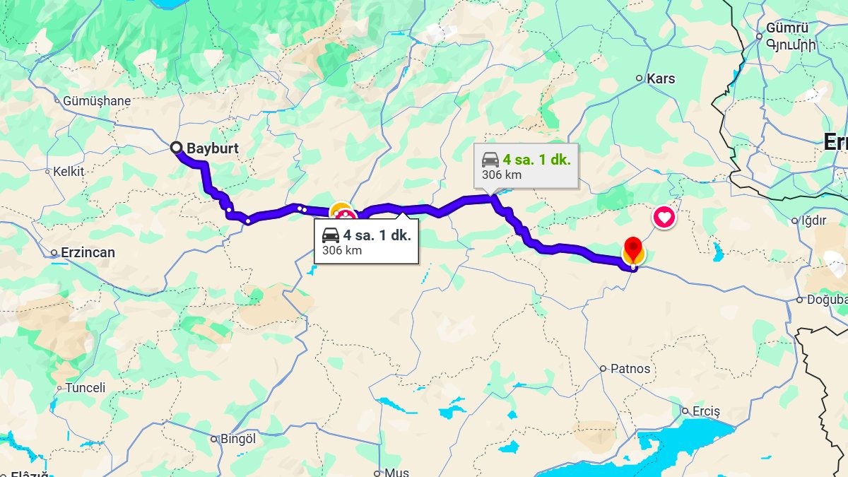 Bayburt ile Ağrı Arası Kaç Km? Kaç Saat? Bayburt/Ağrı Mesafe Bilgisi!
