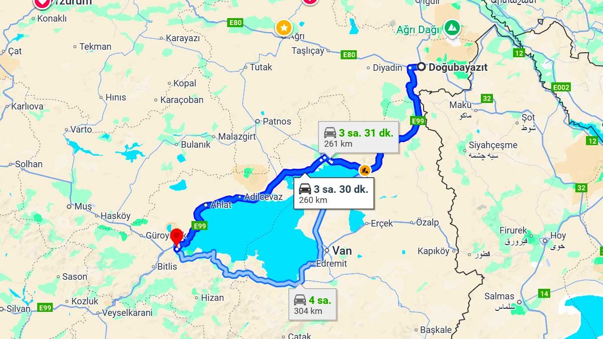 Doğubayazıt ile Tatvan Arası Kaç Km? Kaç Saat? Doğubayazıt/Tatvan Mesafe Bilgisi!