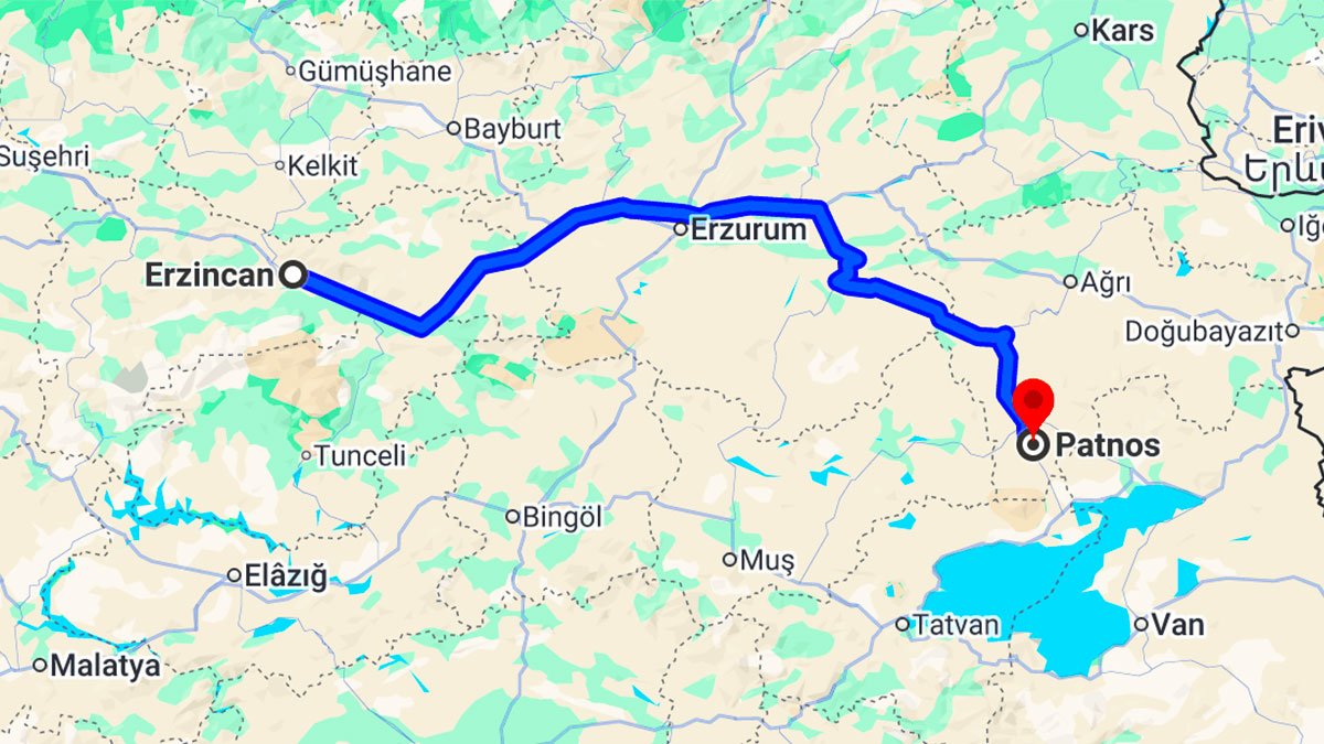 Erzincan Patnos Arası Kaç Km?