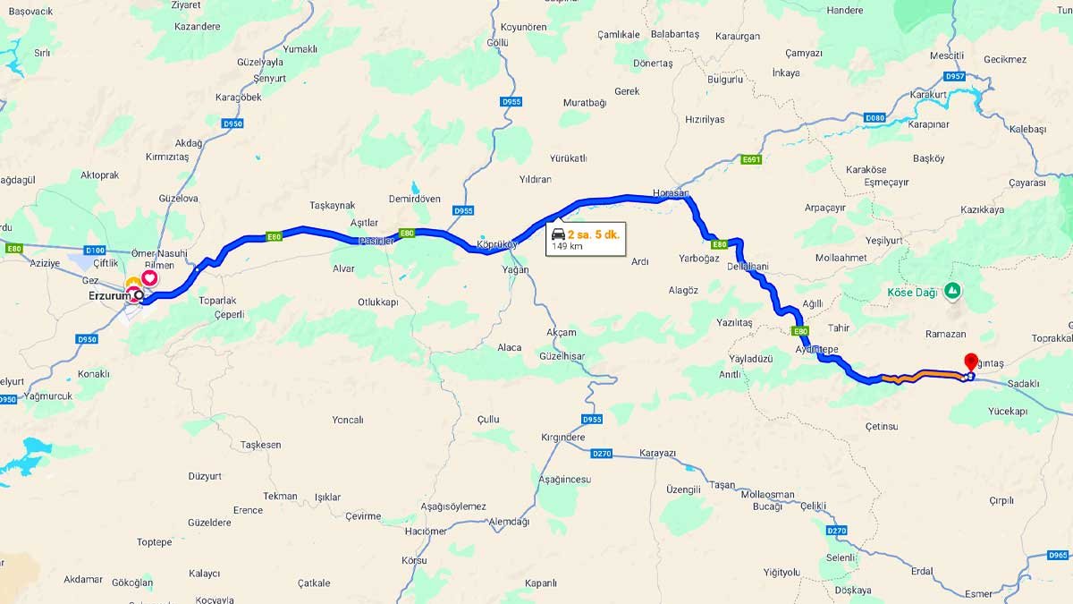 Erzurum ile Eleşkirt Arası Kaç Km? Kaç Saat? Erzurum/Eleşkirt Mesafe Bilgisi!