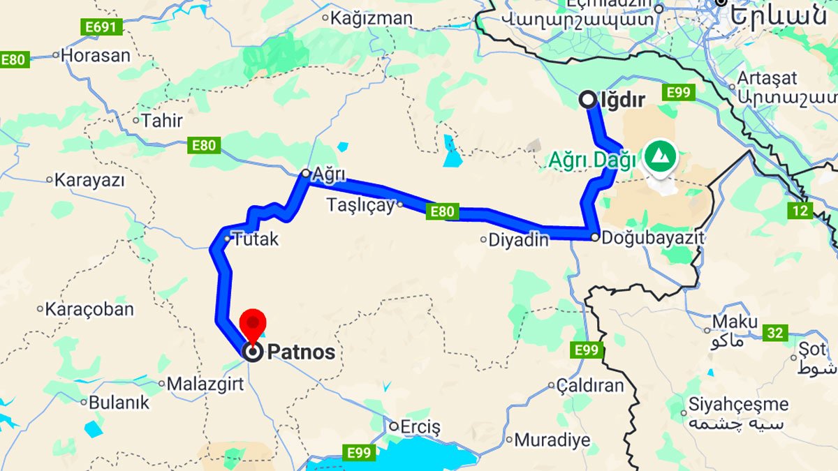 Iğdır Patnos Arası Kaç Km?