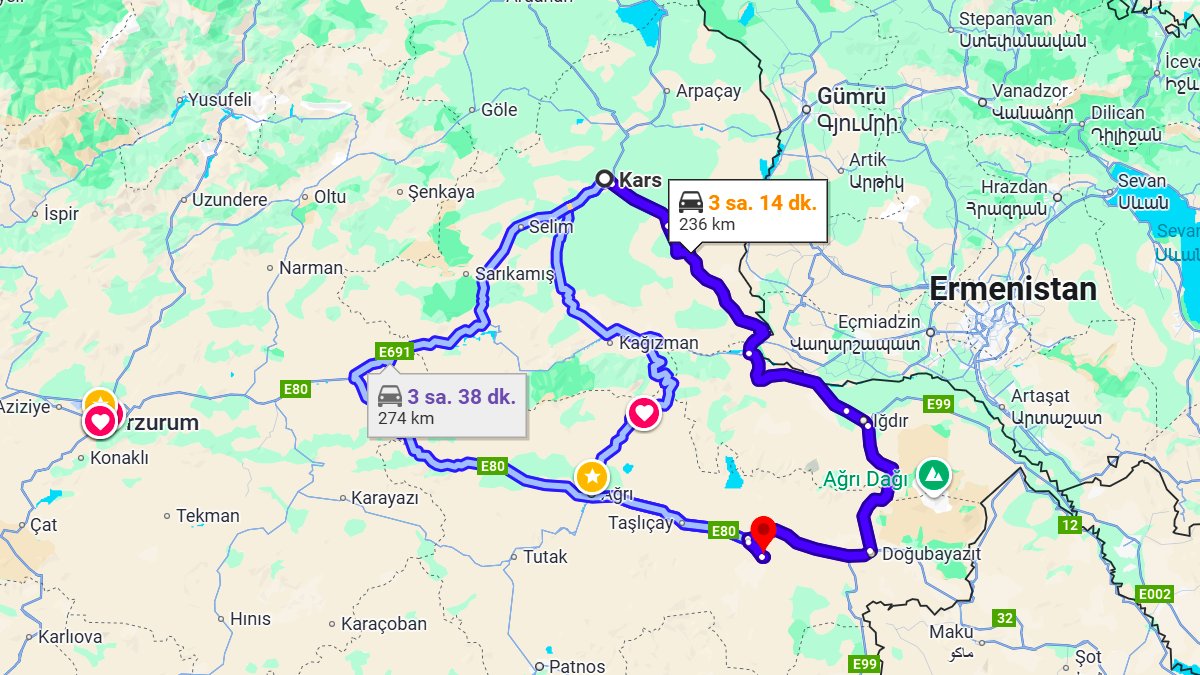 Kars ile Diyadin Arası Kaç Km? Kaç Saat? Kars/Diyadin Mesafe Bilgisi!