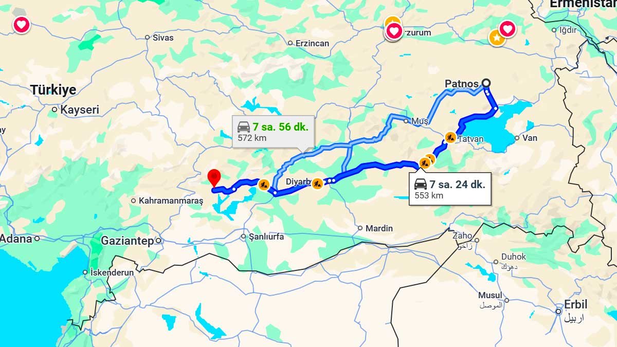 Patnos Adıyaman Arası Kaç Km?