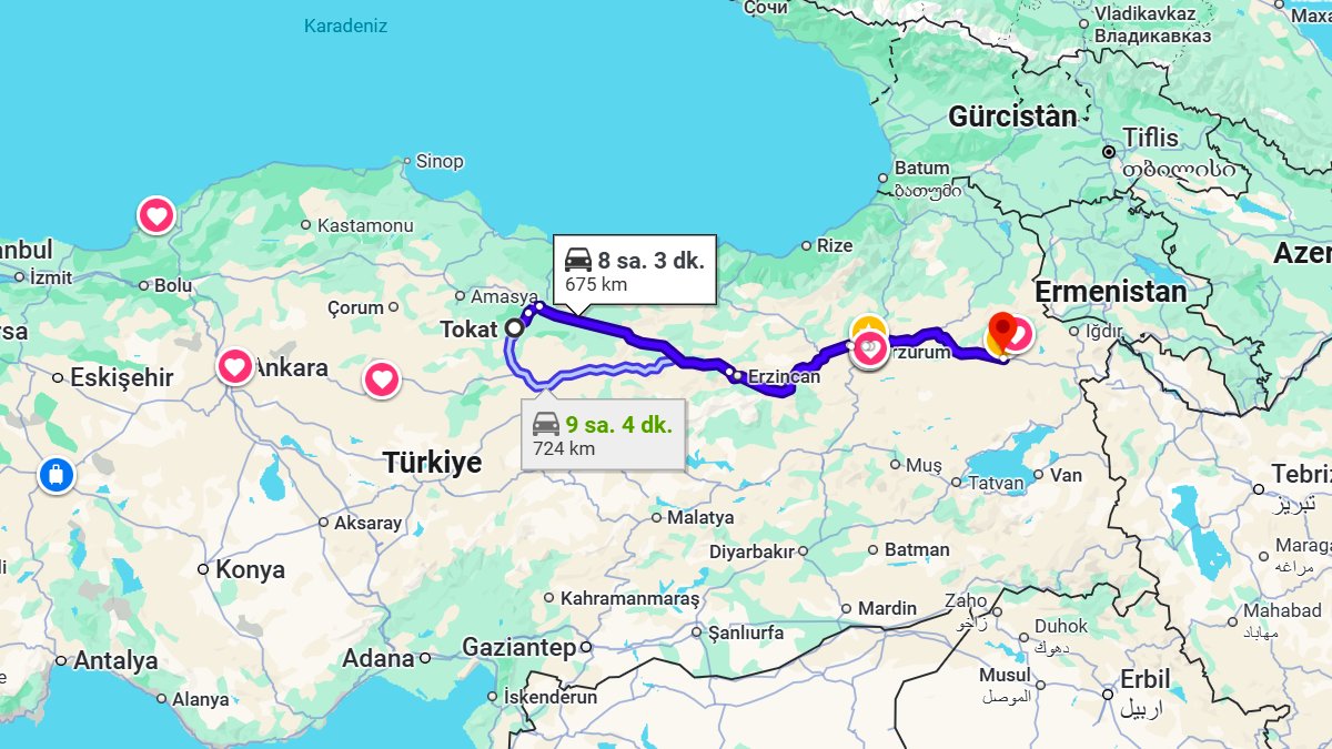 Tokat ile Ağrı Arası Kaç Km? Kaç Saat? Tokat/Ağrı Mesafe Bilgisi!