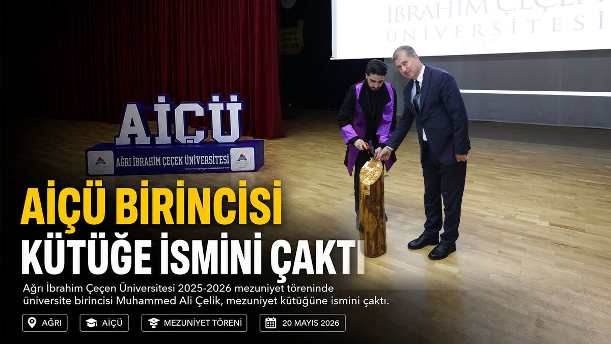 AİÇÜ birincisi Muhammed Ali Çelik mezuniyet kütüğüne ismini çaktı