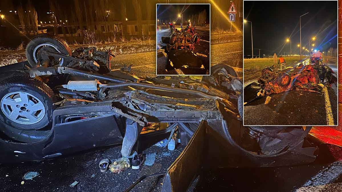 Ağrı'da Refüje Çarpan Otomobil Ters Döndü: 2'si Ağır 4 Yaralı