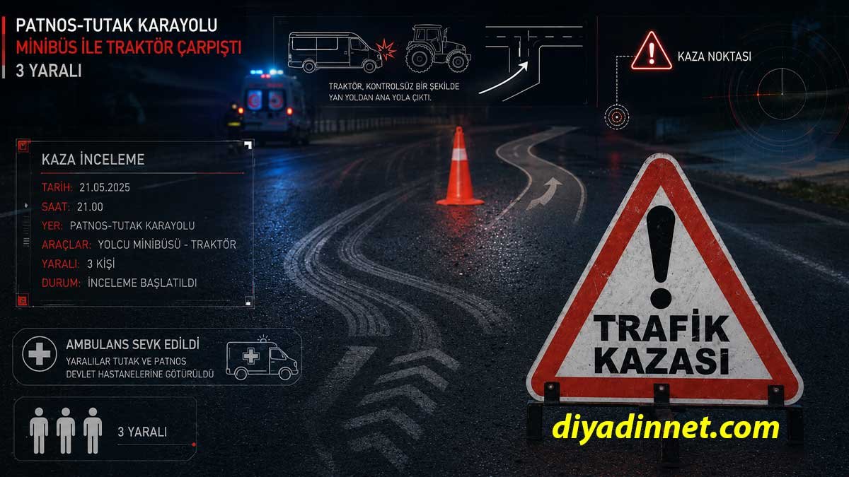 Ağrı Tutak'ta Yolcu Minibüsü ile Traktör Çarpıştı: 3 Kişi Yaralandı