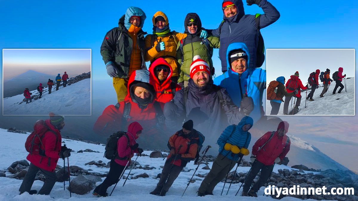 Ağrı Dağı'nda Zorlu Tırmanış: Dağcılar 5 Bin 137 Metrelik Ağrı Dağı'nın Beyaz Zirveye Ulaştı!
