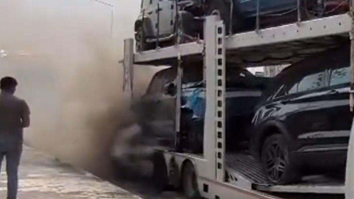Doğubayazıt'ta Araç Yüklü TIR'da Korkutan Yangın: Sıfır Kilometre Otomobiller Zarar Gördü