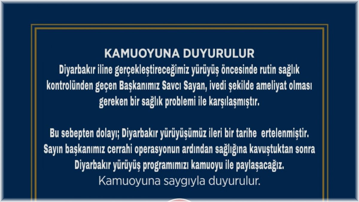 2 bin kişilik Diyarbakır yürüyüşü ertelendi