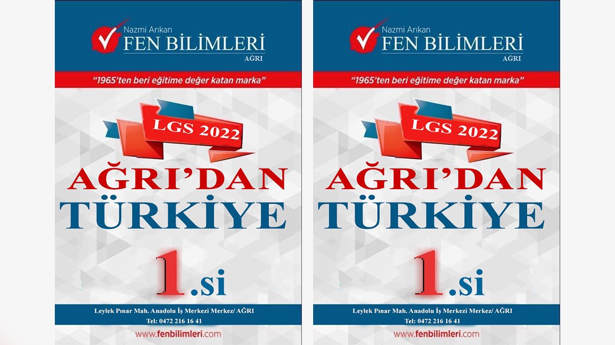 2022 LGS'de FEN BİLİMLERİ EĞİTİM KURUMLARI öğrencisi Ağrı'nın gururu oldu