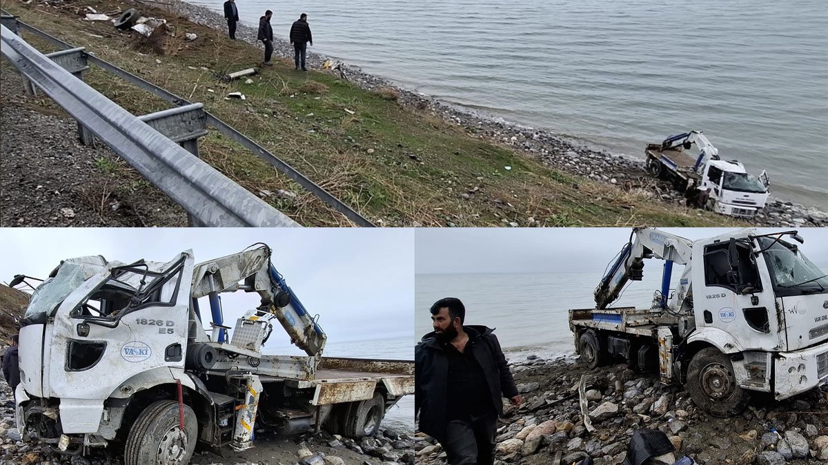Muradiye'de kontrolden çıkıp takla atan vincin sürücüsü ağır yaralandı