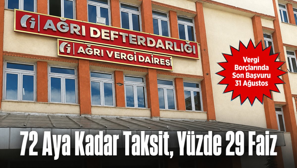 Ağrı Defterdarlığı; Vergi Borçlarına 72 Aya Kadar Taksit İmkanı: Son Başvuru 31 Ağustos