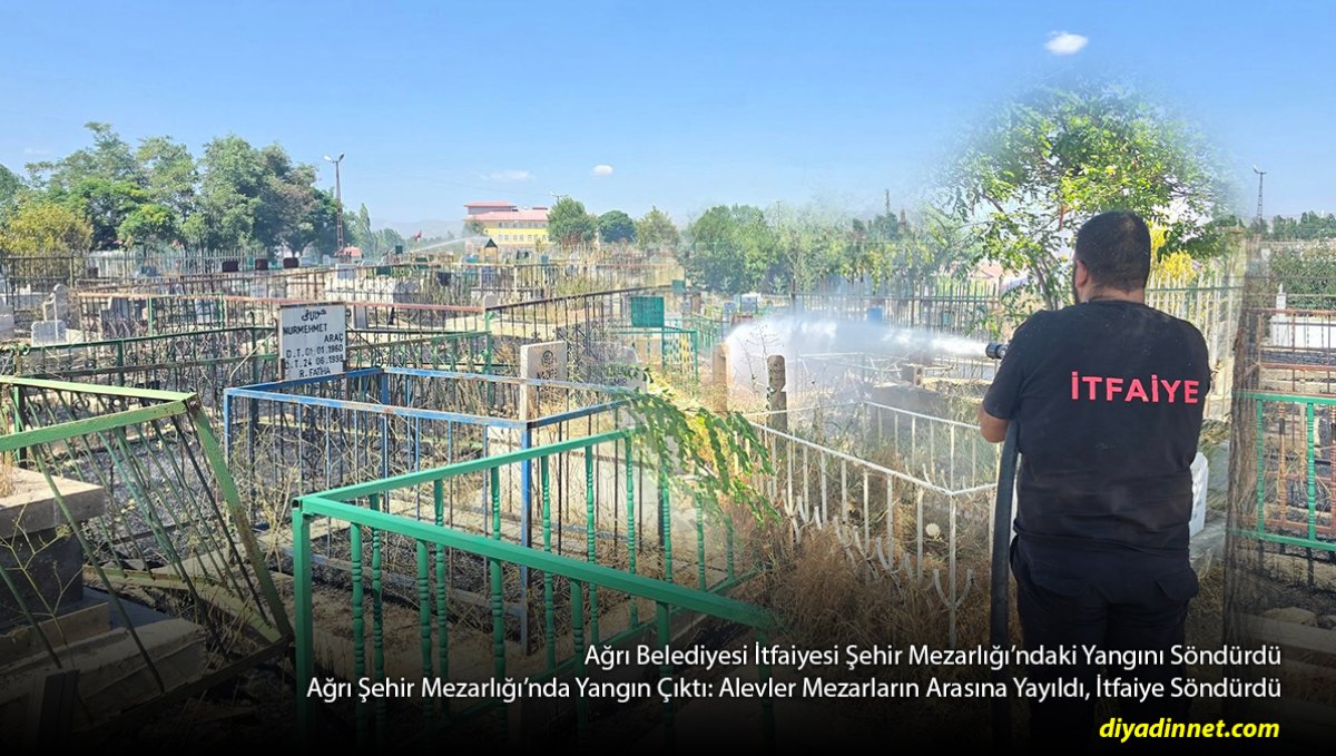Alevler Mezarların Arasına Sıçradı: Ağrı Şehir Mezarlığı'ndaki Yangın Söndürüldü