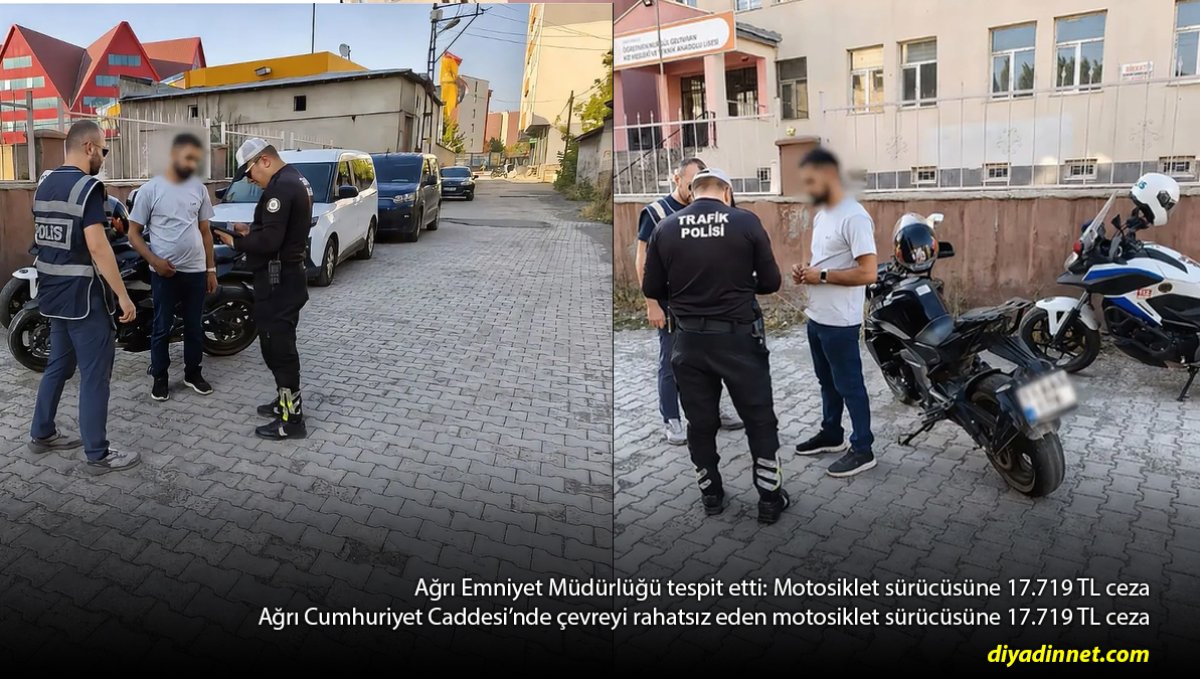 Çevreyi rahatsız eden motosiklet Ağrı Emniyetinden kaçamadı: 17.719 TL ceza