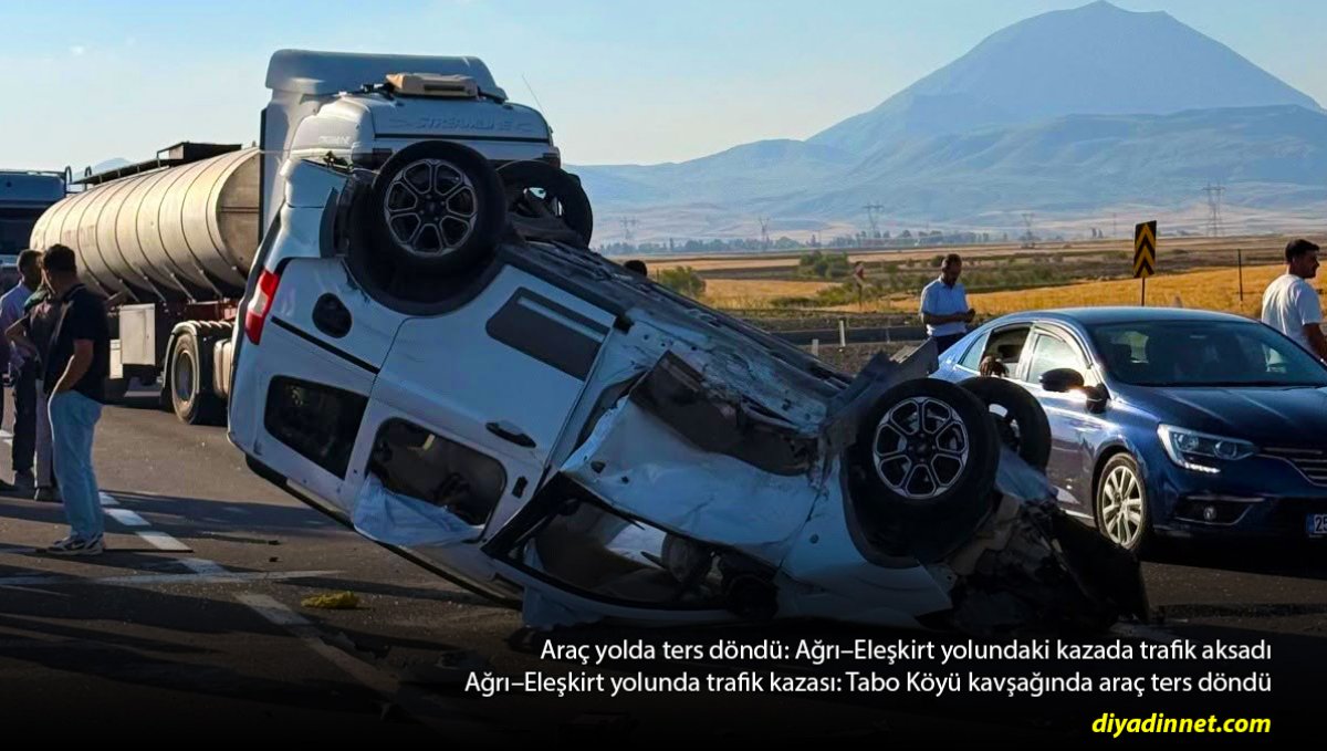Ağrı-Eleşkirt Yolunda Korkutan Kaza: Araç Ters Döndü
