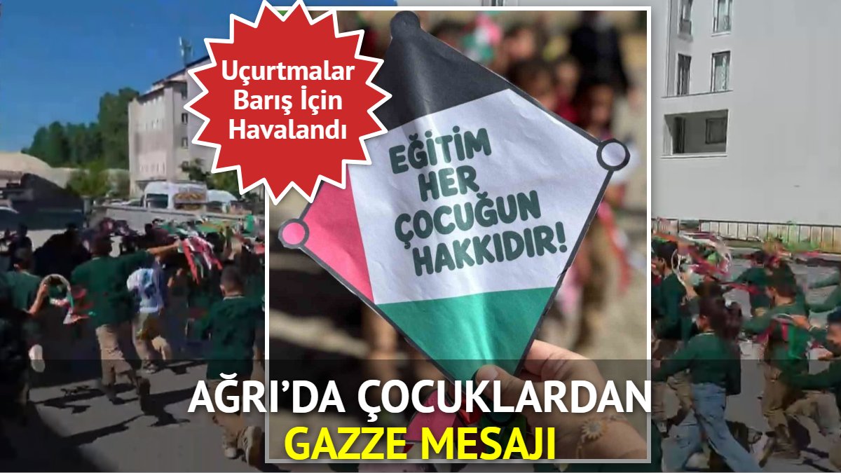 Patnos'ta çocuklar Gazze için uçurtma uçurdu: "Gökyüzü Çocuklara Kalsın"
