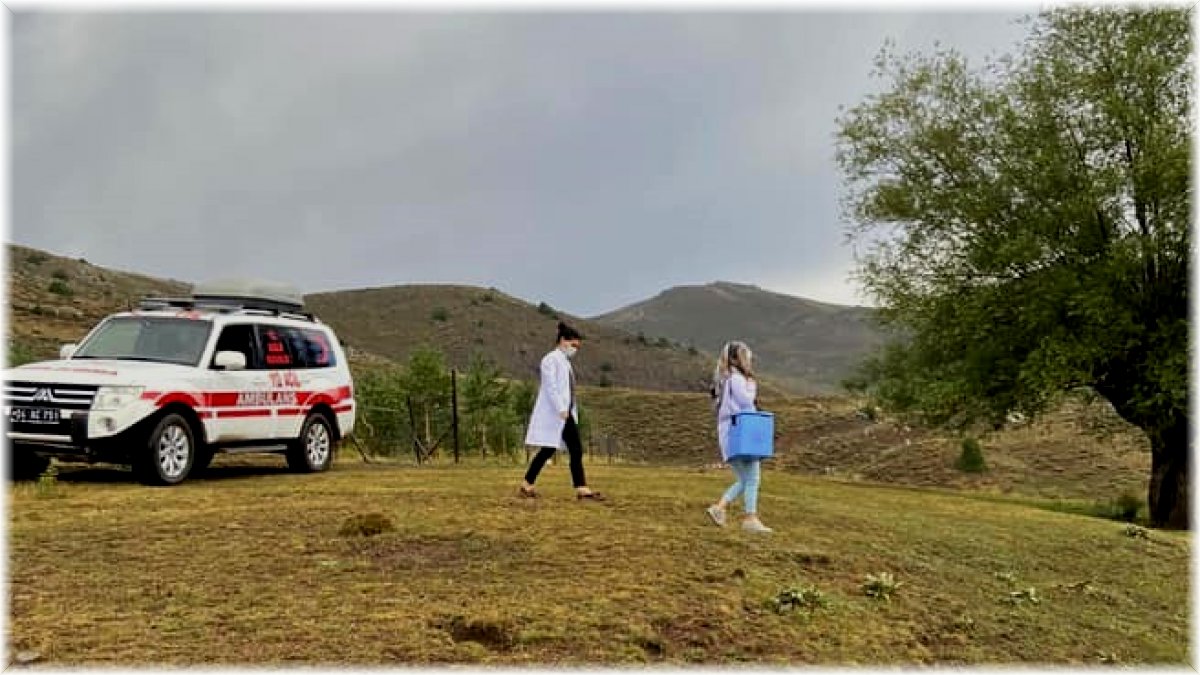 3 bin rakımlı yaylada mobil ekiplerden aşı hizmeti