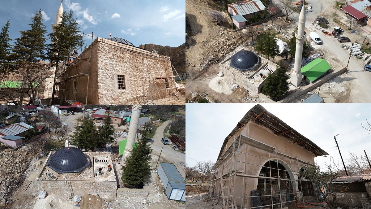 Depremde hasar gören Darende'nin tarihi camileri aslına uygun yeniden ayağa kaldırılıyor