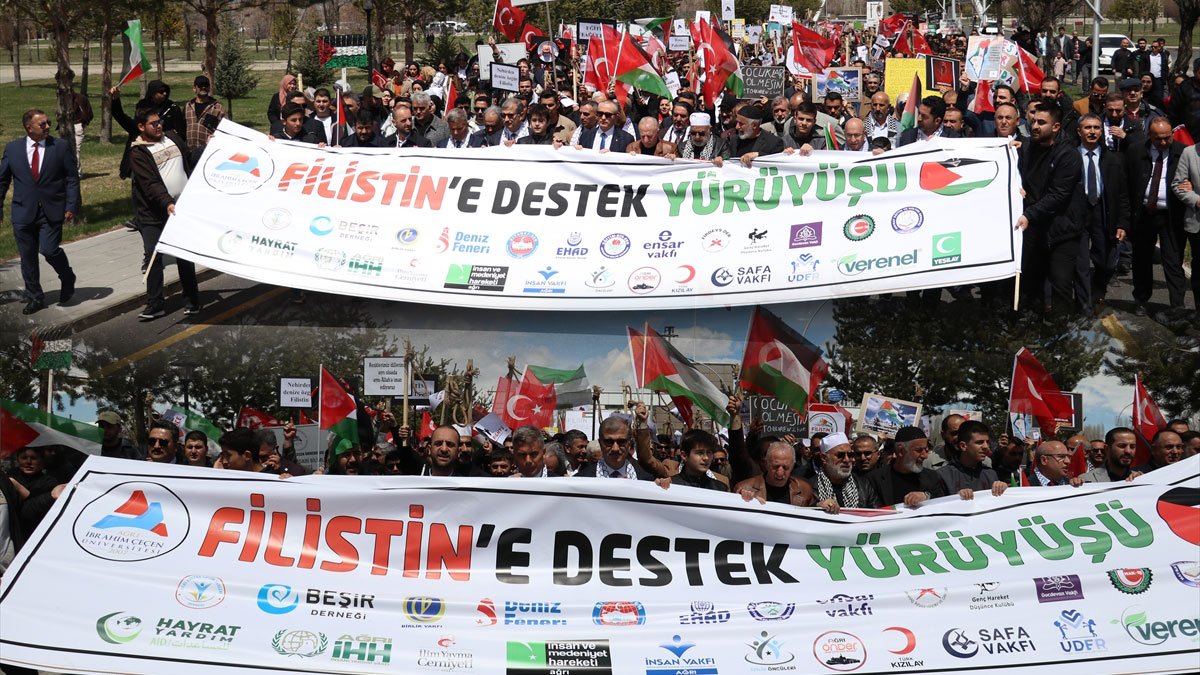 AİÇÜ kampüsünde Filistin'e destek yürüyüşü: Öğrenciler ve akademisyenlerden güçlü mesaj