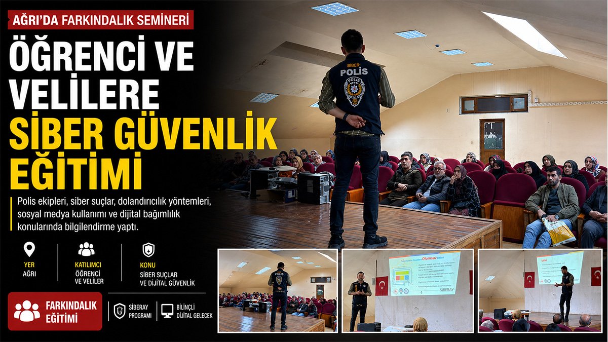 Ağrı'da öğrenci ve velilere siber güvenlik uyarısı: Dolandırıcılık, sosyal medya ve dijital bağımlılık anlatıldı