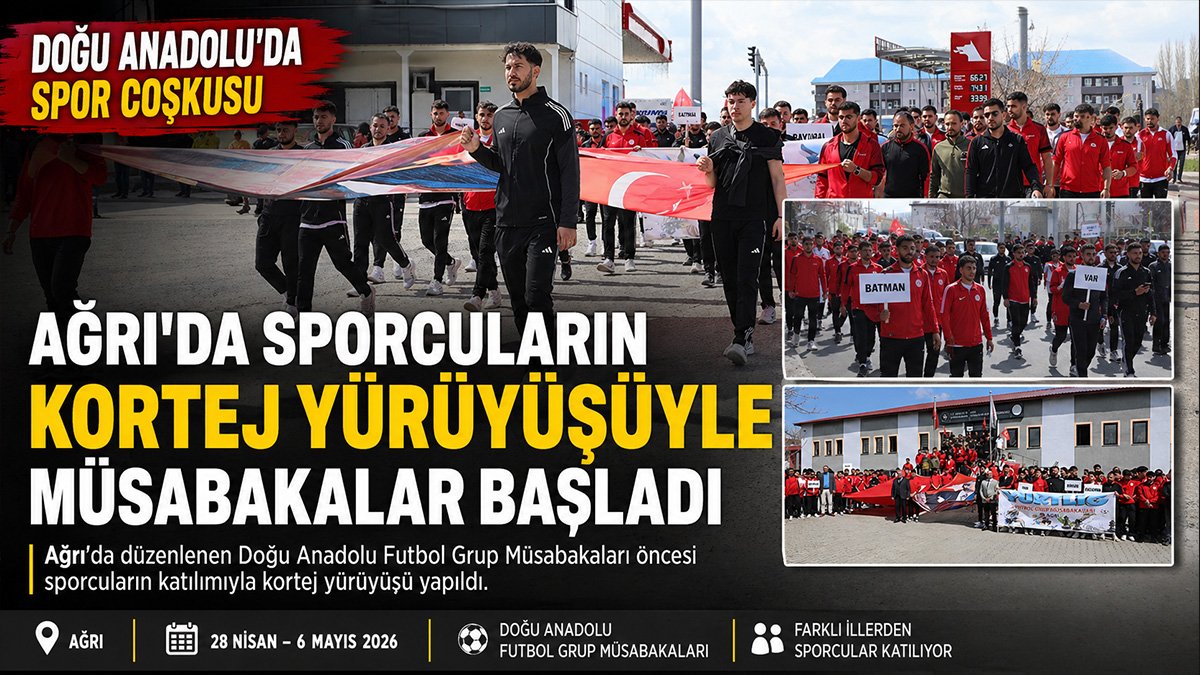 Ağrı'da Doğu Anadolu Futbol Grup Müsabakaları başladı: Sporculardan kortej yürüyüşü