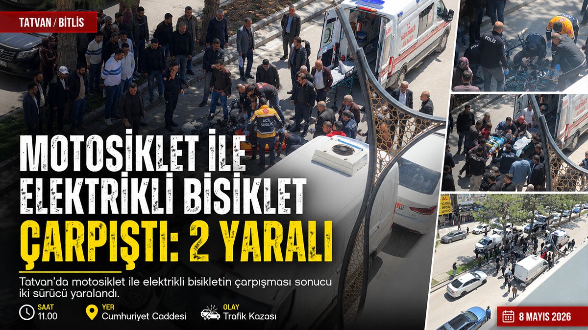 Tatvan'da banka önünde kaza: Motosiklet ile elektrikli bisiklet çarpıştı
