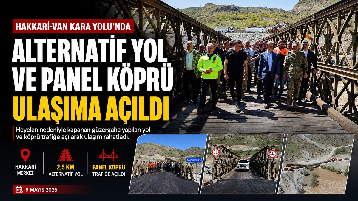 Heyelanla kapanan Hakkari-Van yolu Mehmetçik'in kurduğu panel köprüyle ulaşıma açıldı