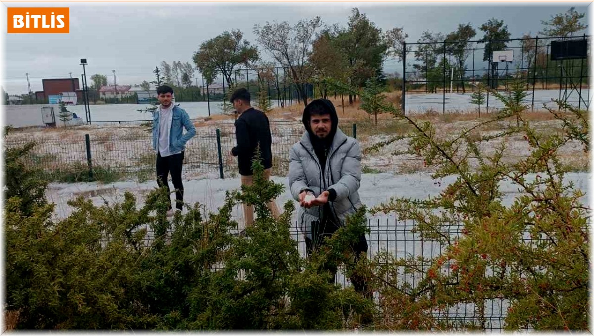 Adilcevaz'da dolu yağışı çevreyi beyaza bürüdü