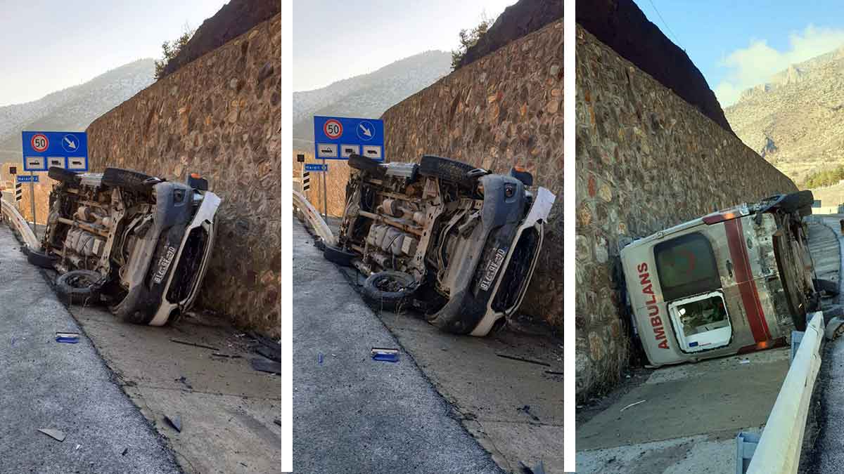 Ağrı 112 Acil Servis ambulansı Gümüşhane’de devrildi: 2 yaralı