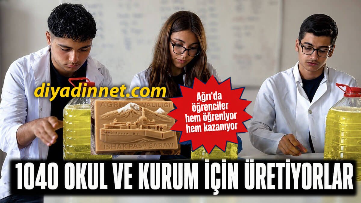 Ağrı'da 1040 okul ve kurum için temizlik ve hijyen ürünleri üreten öğrenciler hem meslek öğreniyor hem gelir elde ediyor