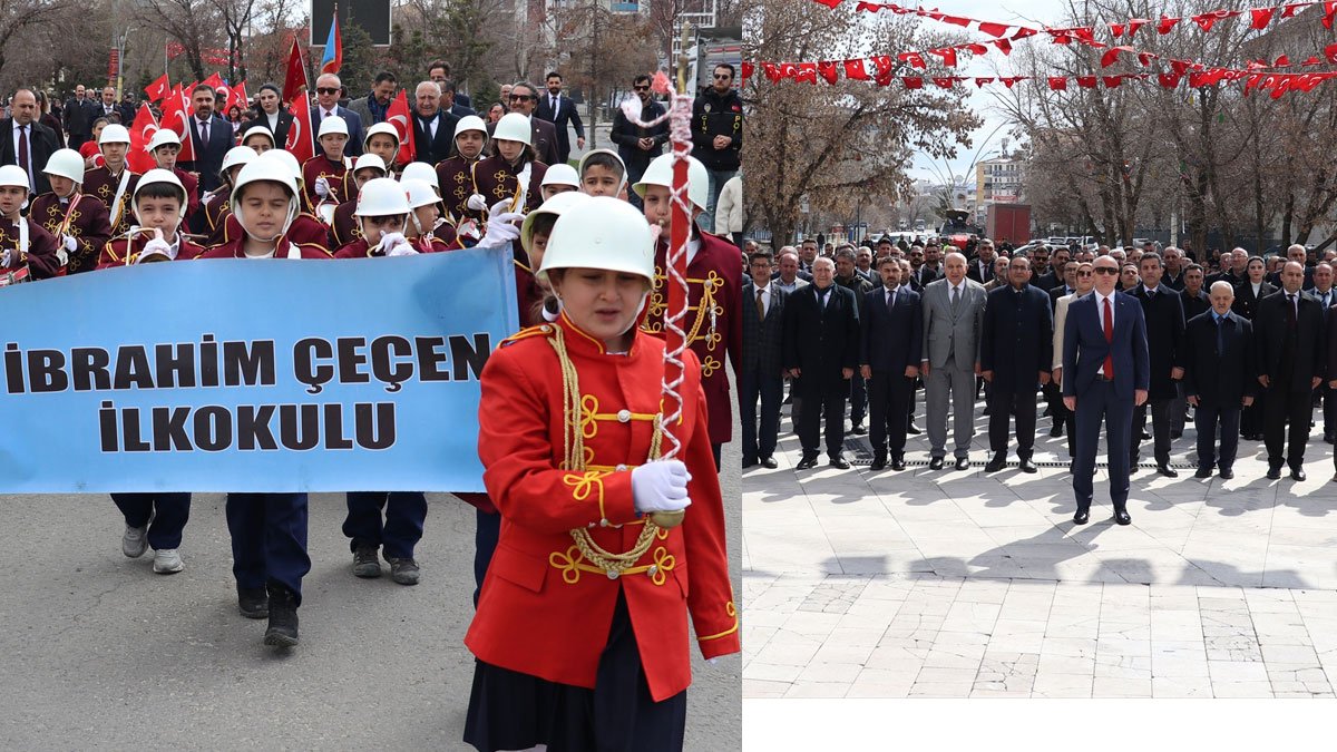 Ağrı'da 23 Nisan coşkusu: Öğrenciler kortejle kutlama alanına yürüdü