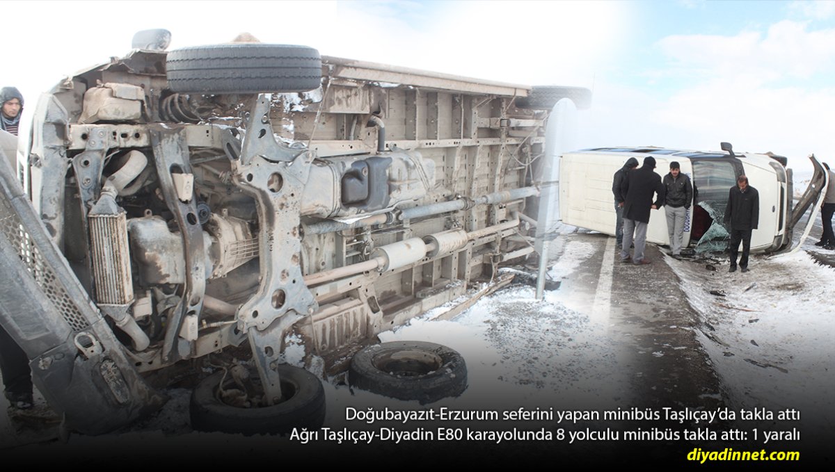 Ağrı'da Buzlanma Kazası: Taşlıçay'da 8 Yolculu Minibüs Takla Attı